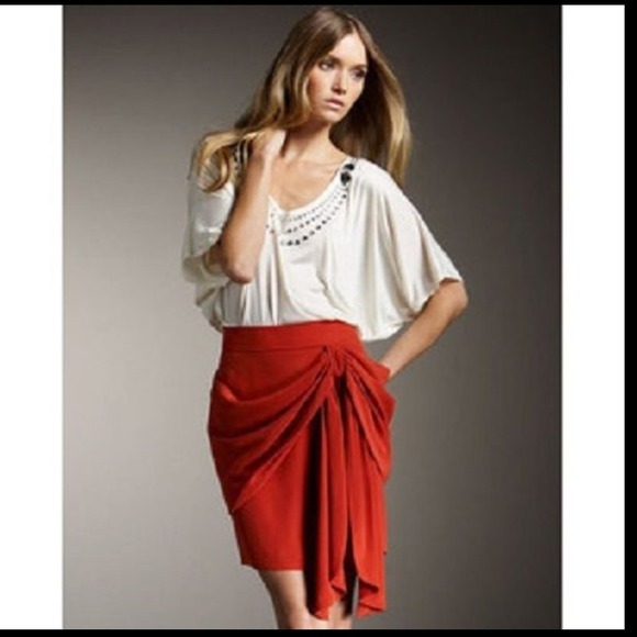 Silk Draped Juicy Couture Skirt - Orange NWOT