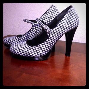 Black and white high heels