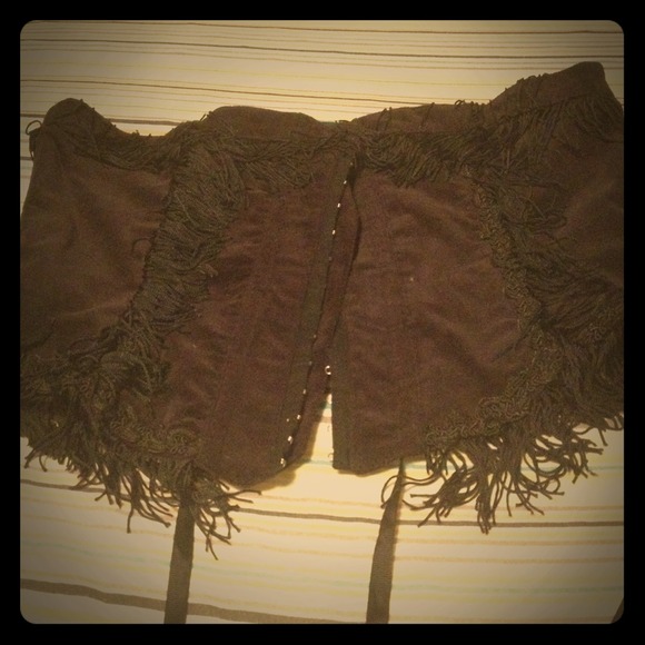 SaleLip service underbust fringe black waist cinch
