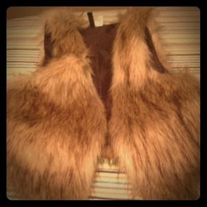 Faux fur natural colored vest from h&m