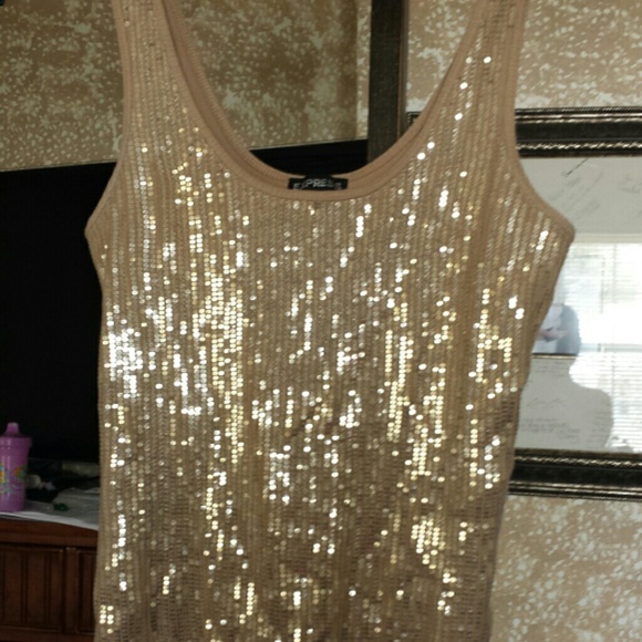 Express gold sequin tank size M