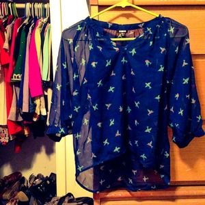 SOLD Cute blue bird top
