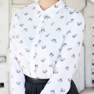 Zara leopard shirt with collar details (xs)