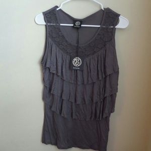 Loose fitting Sleeveless dark Grey blouse