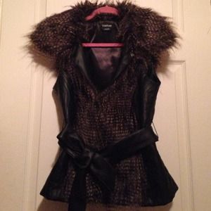 Bebe faux fur and leather vest