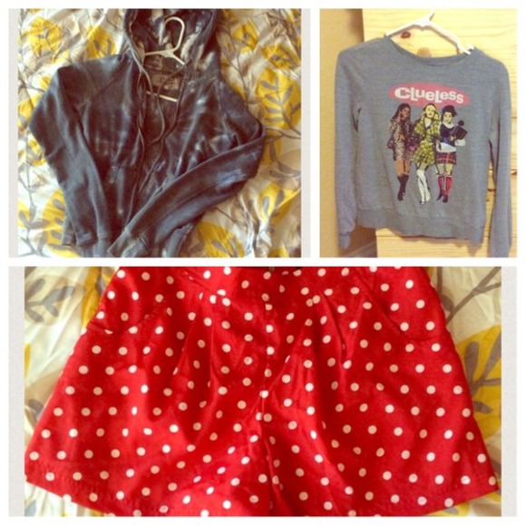 Hoodie, shorts and Clueless sweater.