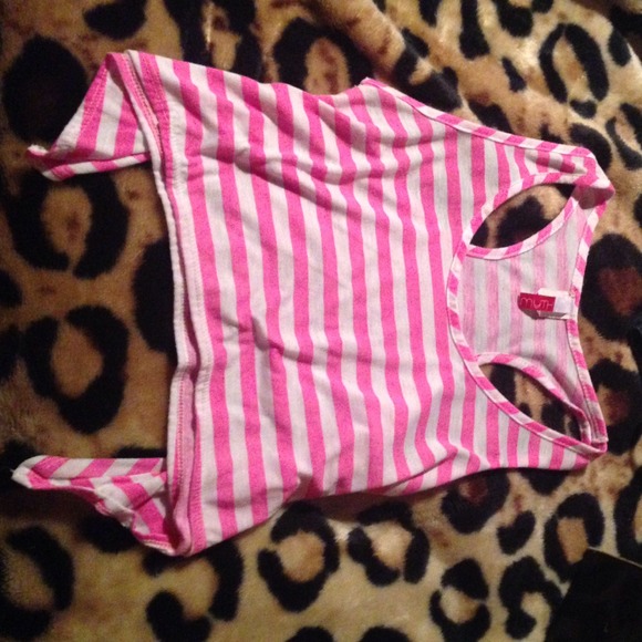 Pink and white striped crop top