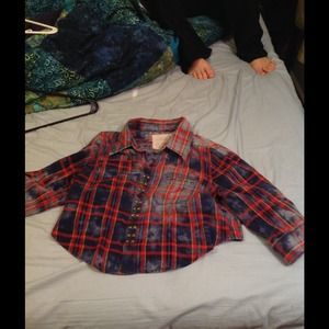 Plaid we the free crop jacket