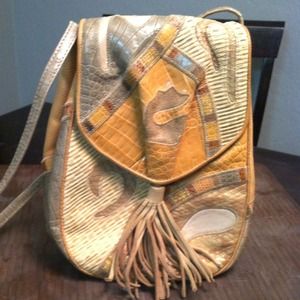 Patchwork textured satchel