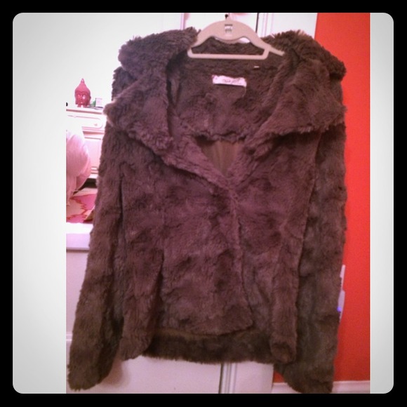 True Grit Grey Faux Fur Button Up Jacket