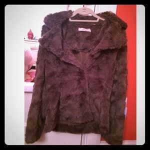 True Grit Grey Faux Fur Button Up Jacket