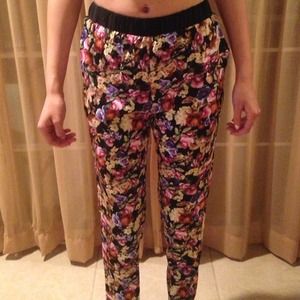 Silk floral pants