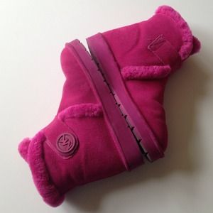 Michael Kors lacquer pink winter bootie suede