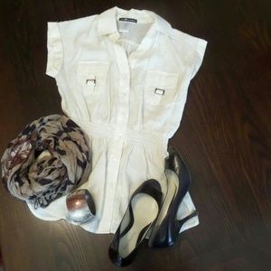 Cream button up blouse