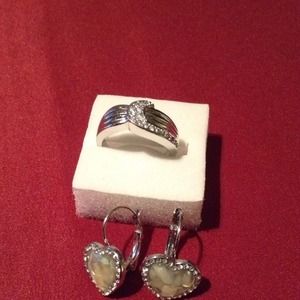 Fashion silver ring and earrings