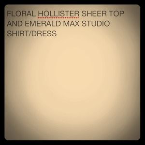 Floral top and emerald dress