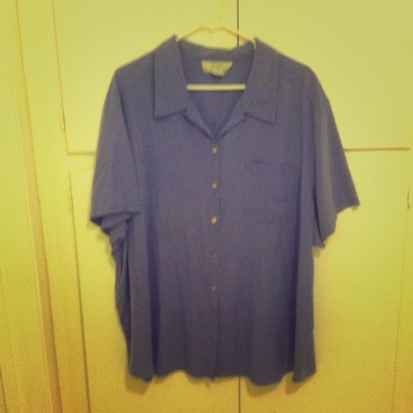 100% SILK BLOUSE SIZE 3xl BUTTON UP SHORT SLEEVES