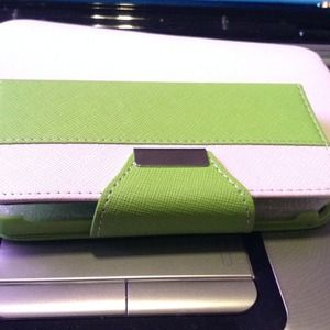 Green hybrid wallet flip pouch case cover iPhone