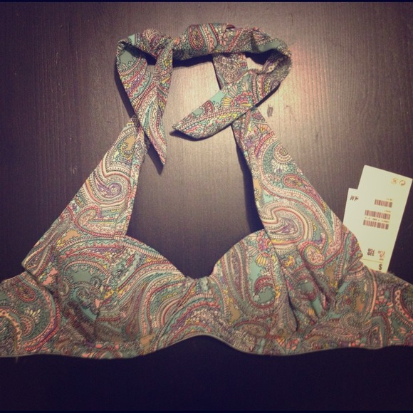 Paisley Pattern Halter Bikini Top