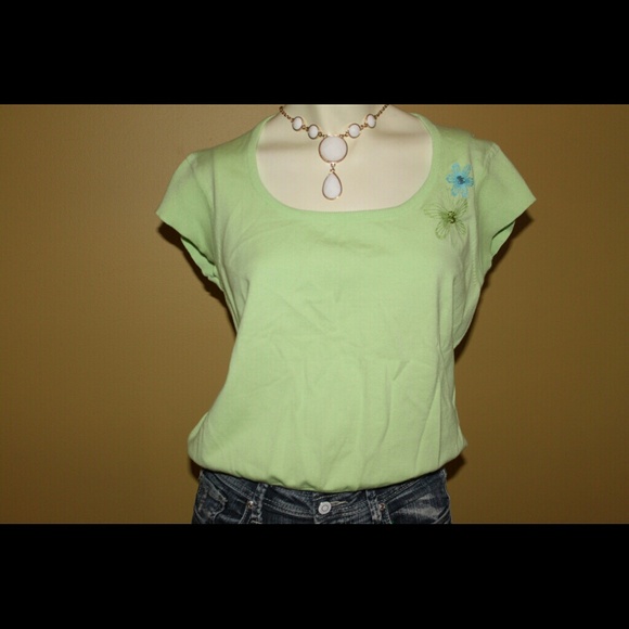 RAFAELLA Lime Green Sweater Top,  Large