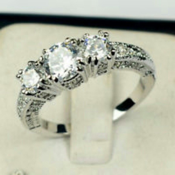 White sapphire 10k gold filled ring