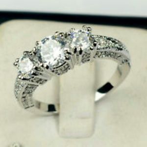 White sapphire 10k gold filled ring