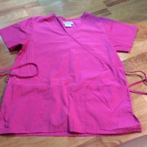Pink  mock wrap scrub top