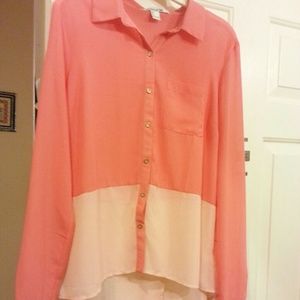 Hot pink and nude button up