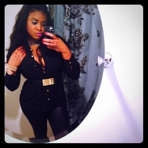 Chiffon black top with gold hardware