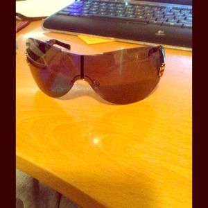 Tory Burch rimless shield sunglasses w/ case