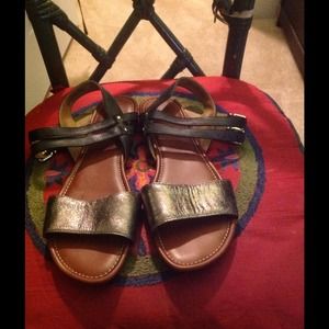 SOLD. Clark's pewter leather sandals. Like new