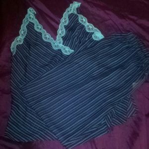 Black & turquoise pinstripe pajamas