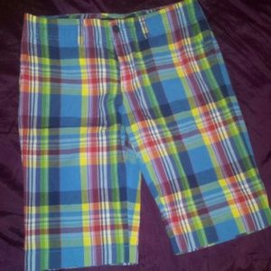 Multi-color plaid Bermuda shorts