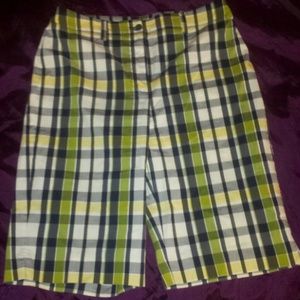 Navy and yellow Bermuda shorts