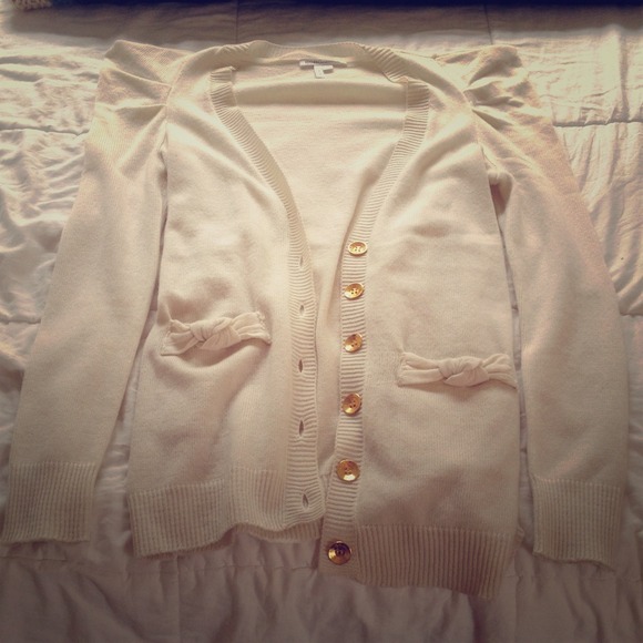 Cream colored, BCBG gold button sweater