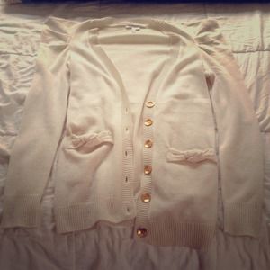 Cream colored, BCBG gold button sweater