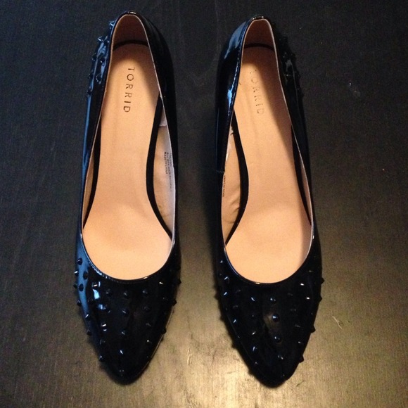 Torrid Spiked Patent Black Heels- sexy and edgy