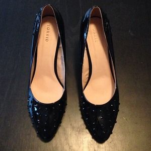 Torrid Spiked Patent Black Heels- sexy and edgy