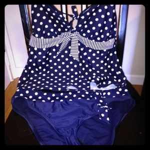 Navy Blue w/ Polka Dots Tankini