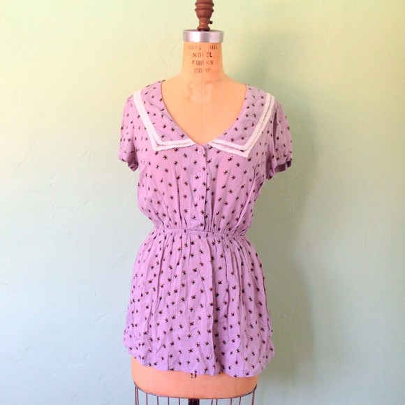 Free People Floral Lavender Mini Dress
