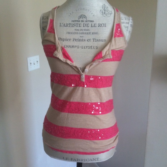 Old Navy Tops - Beige and pink sequin tank
