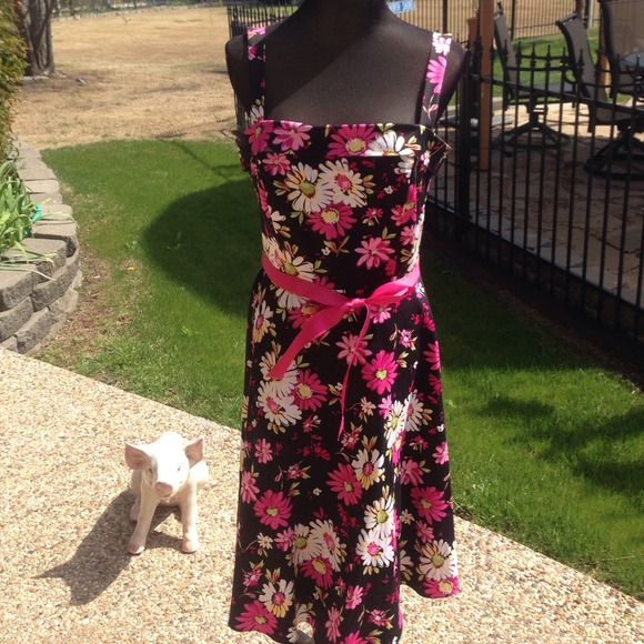 Black dress with flower print dress