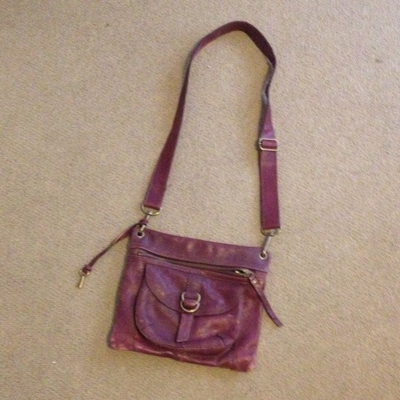 Fossil Handbags - Fossil purple leather cross body purse