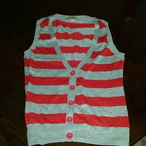 Red and grey striped vest