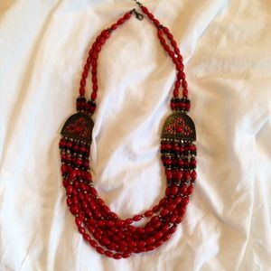 Red long necklace