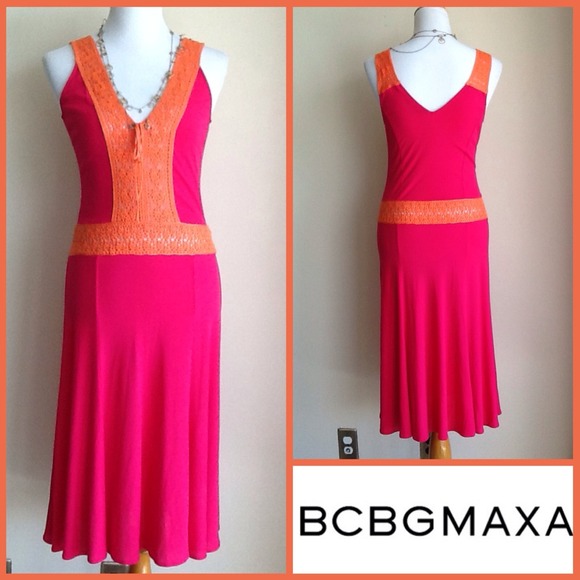 BCBG Dresses & Skirts - Weekend Flash Sale! HP,! BCBG Pink & Orange dress