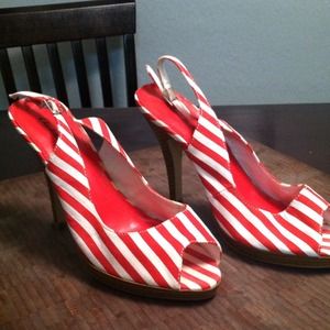 Charlotte Russe red and white striped heels