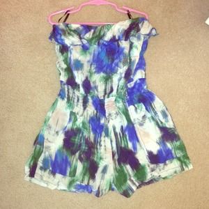 Multi colored ruffle romper size small
