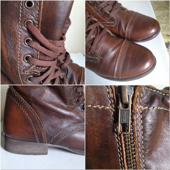 🔰SOLD🔰 Steve Madden Troopa Cognac Combat Boots - Picture 3 of 4