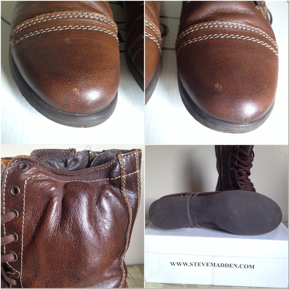 🔰SOLD🔰 Steve Madden Troopa Cognac Combat Boots - Picture 4 of 4